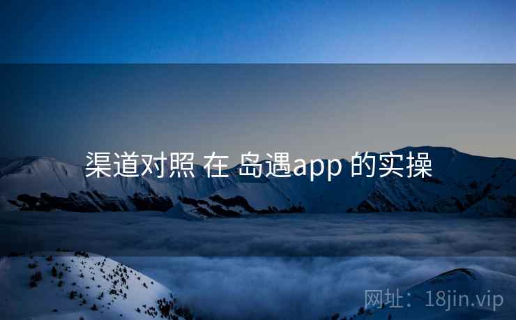 渠道对照 在 岛遇app 的实操 渠道对照 在 岛遇app 的实操